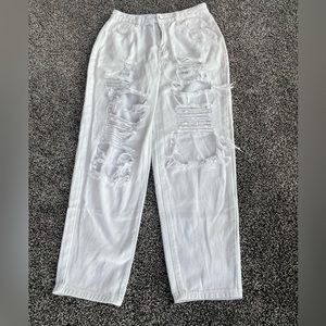 White ripped jeans